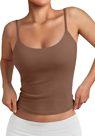 Trendy Queen Womens Spaghetti Strap Tank Top Summer Double Lined Workout Camisole Going Out Cute Tops Y2k Teen Girl Basic